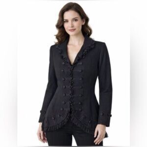 Soft Surroundings Stratford Military Style Jacket Blazer Steam Punk Black Size M